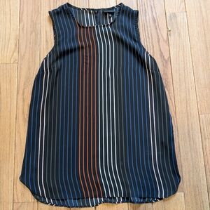 Women's Who What Wear Black Multi Color Stripe Tank Top Size Small
